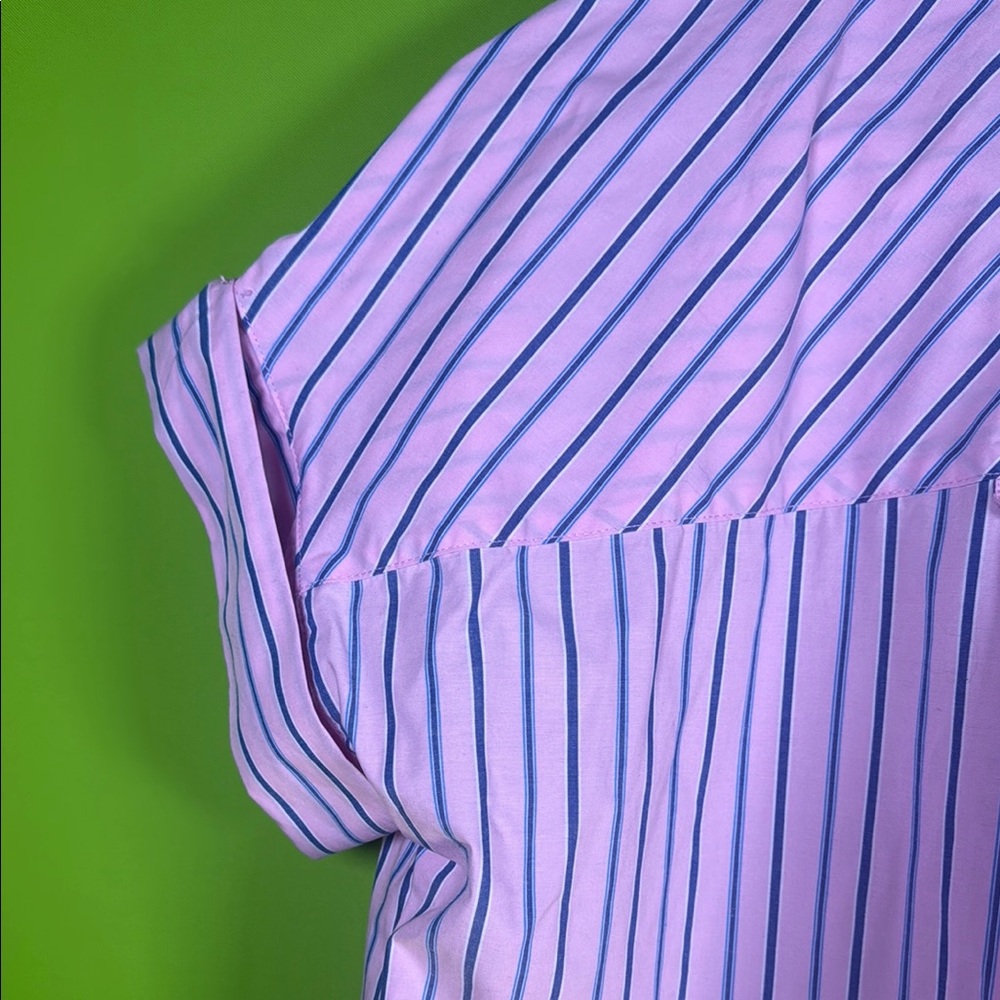 Elegant Pink and Blue Striped Midi blouse - Picture 8 of 12
